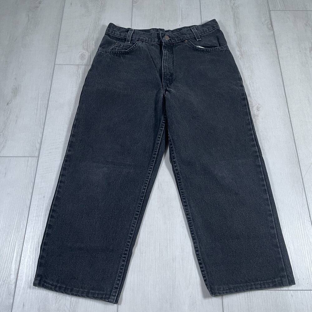 VTG Levis Jeans 30x21 Black 550 USA 90s Orange Tab Relaxed Capri Pants Student
